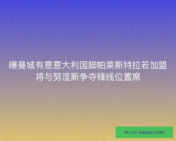 曝曼城有意意大利国脚帕莱斯特拉若加盟将与努涅斯争夺锋线位置席 曝曼城有意意大利国脚帕莱斯特拉若加盟将与努涅斯争夺锋线位置席