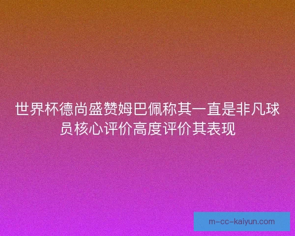 世界杯德尚盛赞姆巴佩称其一直是非凡球员核心评价高度评价其表现
